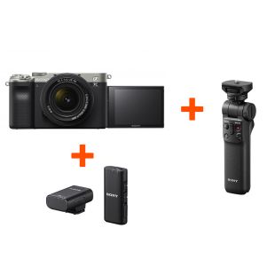 Комплект гибридной камеры Sony a7c со штативом GP-VPT2BT и микрофоном ECM-W2BT