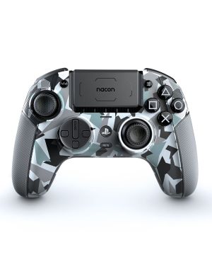 Nacon Revolution 5 Pro juhtmevaba pult PS5, PS4 ja PC jaoks, Arctic Camo disainiga, esile toodud ergonoomiline kuju ja detailne kamuflaažmuster.