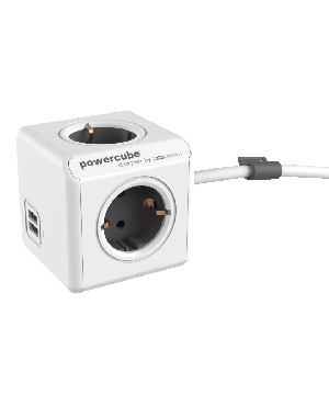 PowerCube Extended 3m juhtme ja USB pesadega valge