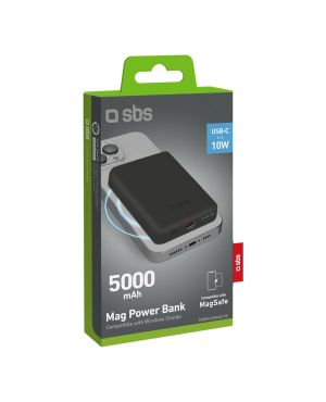 SBS akupank 5000mAh USB-C / MagSafe toega, must