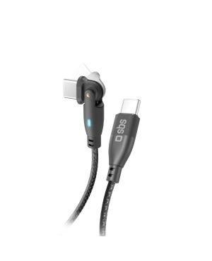 SBS kaabel USB-C to USB-C 180 kraadi painduva otsaga 1m, must