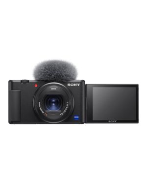 Sony Vlog kompaktkaamera ZV-1A, must Carl Zeiss 24–70 mm suumobjektiiviga, ekraan suunatud filmitava poole